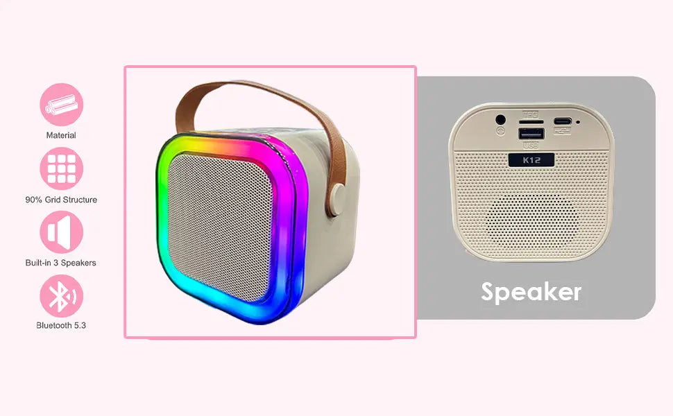 Mini Karaoke Machine for Kids Adults | Portable Bluetooth Karaoke Speaker with Mic for Kids Teens Adults, Ideal Gifts for Girls Boys Birthday Holiday Home Party TrendTekk