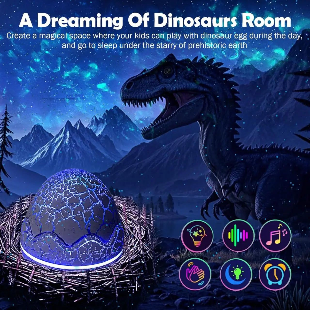 Galaxy Projector Light for Bedroom Star Projector Dinosaur Egg Night Lights for Kids Room with White Noise Bluetooth Speaker Timer and Remote Room Decor Gifts for Girls Boys Birthday. TrendTekk