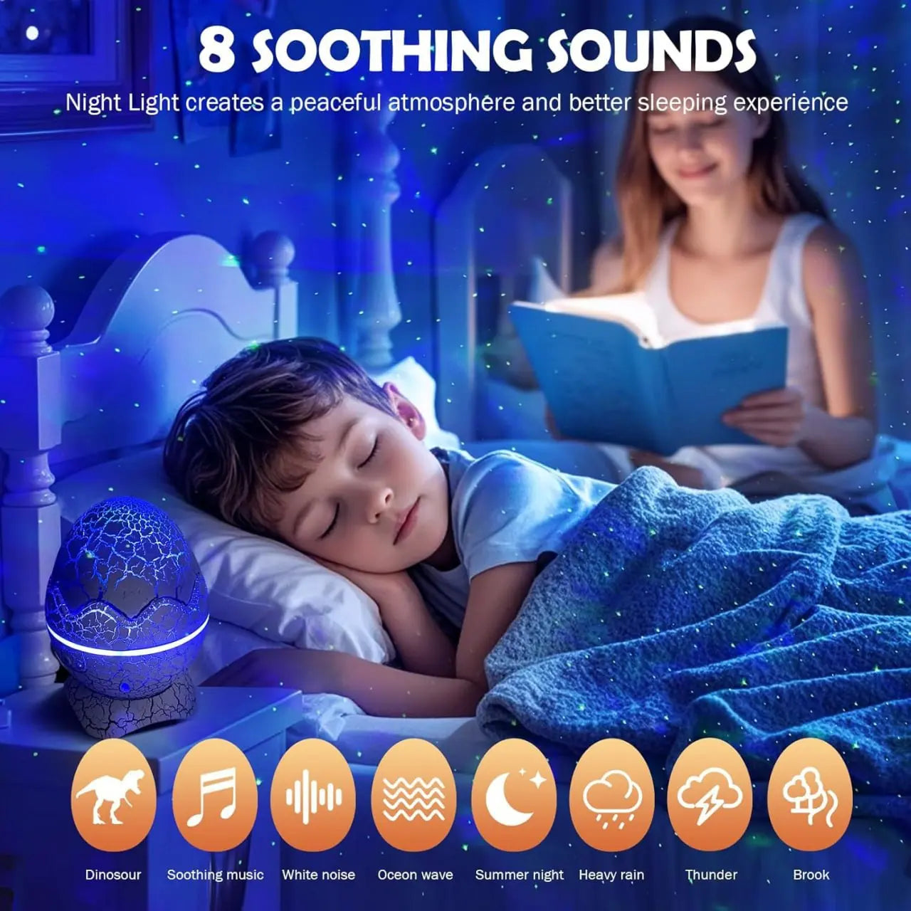 Galaxy Projector Light for Bedroom Star Projector Dinosaur Egg Night Lights for Kids Room with White Noise Bluetooth Speaker Timer and Remote Room Decor Gifts for Girls Boys Birthday. TrendTekk