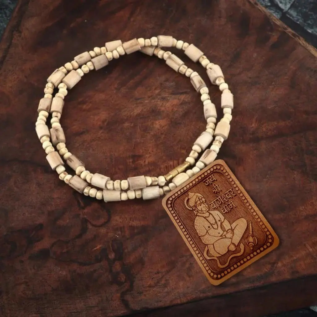 Bageshwar Dham Tulsi Mala With Wooden Hanumanji Locket khdkgx-re