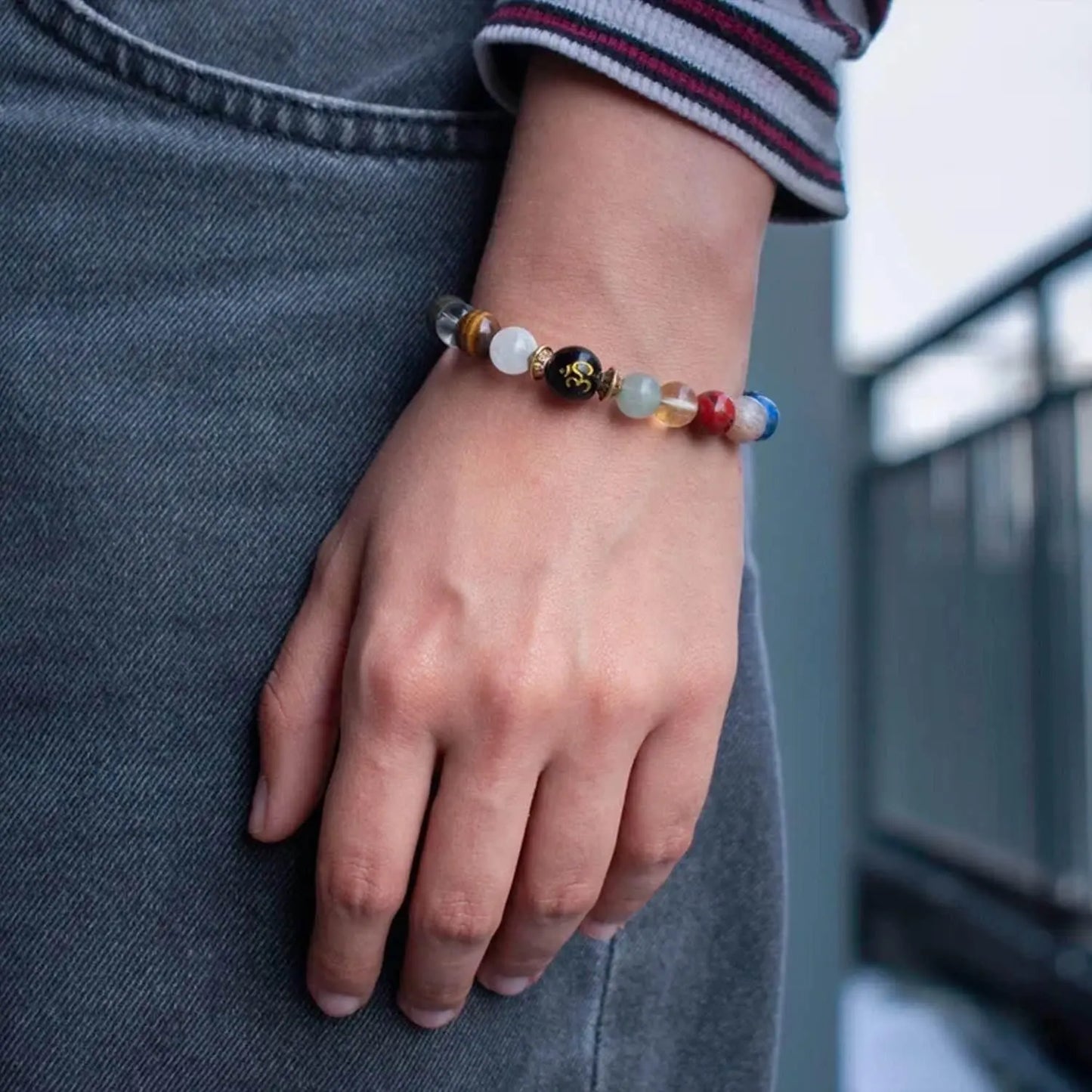 Natural Beads Om Bracelet khdkgx-re