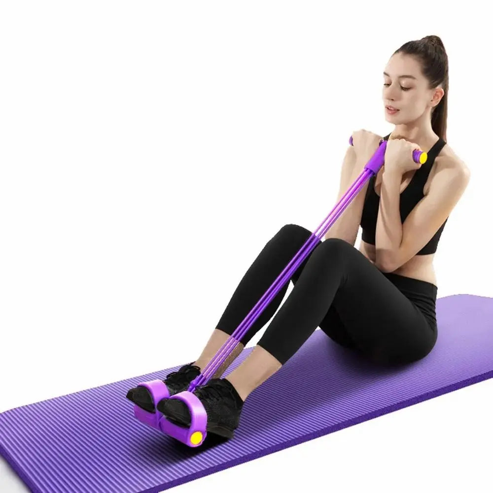 Pull Reducer Training Bands 4 Tubes Body Trimmer Pedal Exerciser Yoga Cross fit Exercise, Arm Exercise, Tummy Body Building Training Men and Women (Red) (Multi) TrendTekk