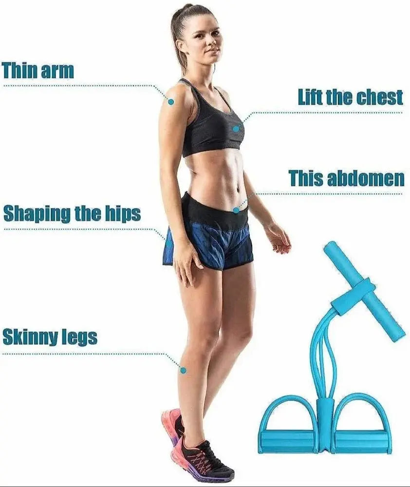 Pull Reducer Training Bands 4 Tubes Body Trimmer Pedal Exerciser Yoga Cross fit Exercise, Arm Exercise, Tummy Body Building Training Men and Women (Red) (Multi) TrendTekk