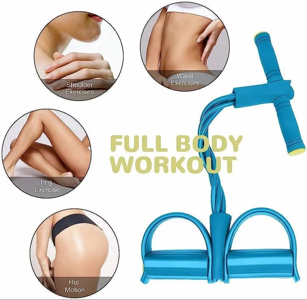 Pull Reducer Training Bands 4 Tubes Body Trimmer Pedal Exerciser Yoga Cross fit Exercise, Arm Exercise, Tummy Body Building Training Men and Women (Red) (Multi) TrendTekk
