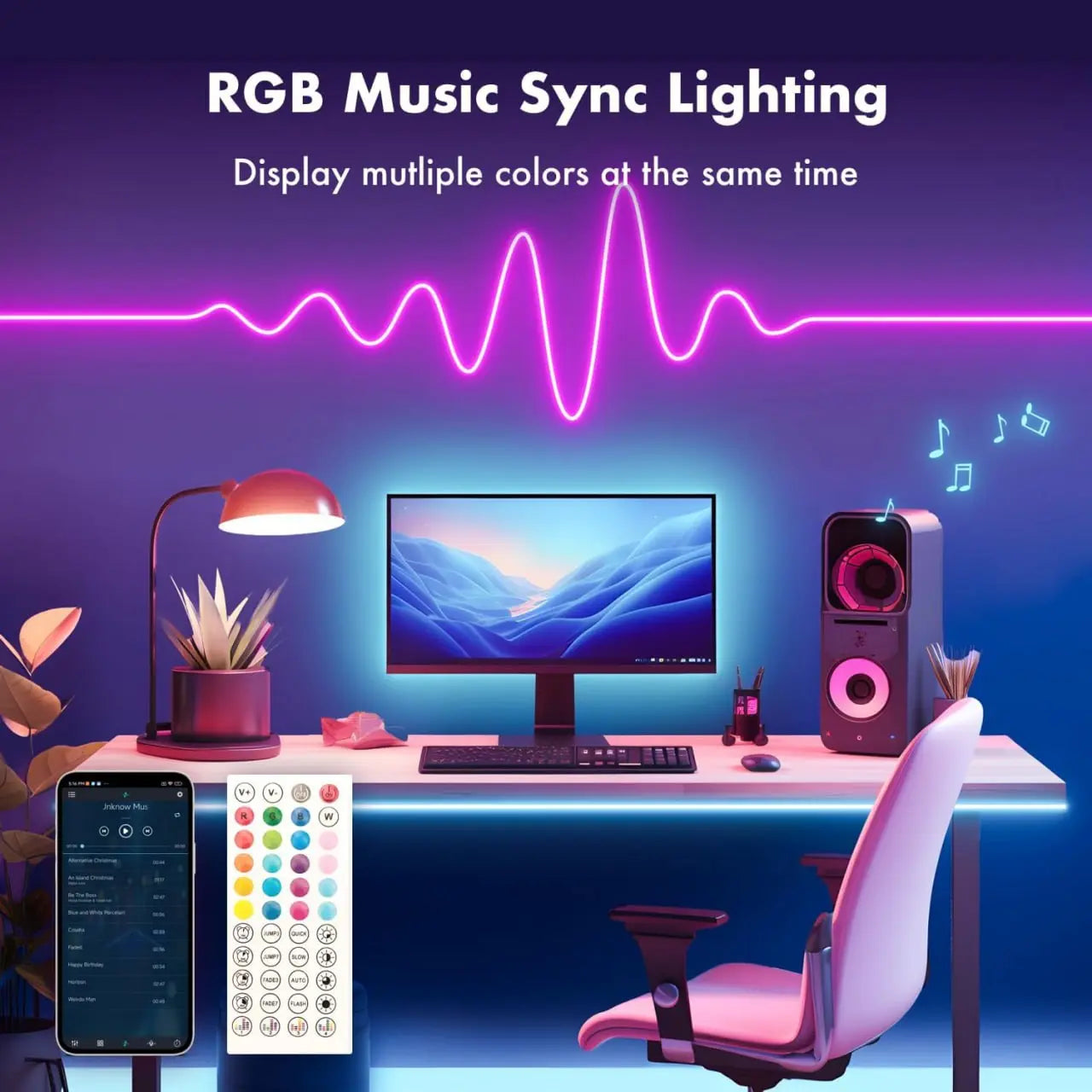 5 Meter Smart Neon Strip Lights | Neon Rope Lights | RGB LED Strip Lights | App Control Smart Neon Strip Lights | Music Sync RGB Lights | Multicolor LED Lights TrendTekk