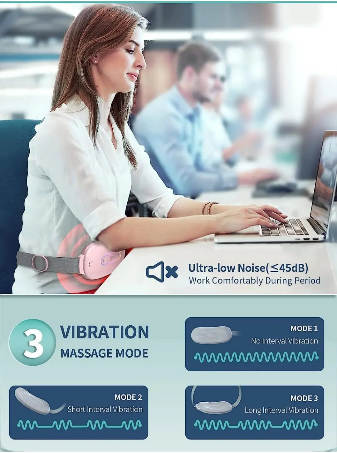 Menstrual Heating Pad Massager | Period Pain Relief Device | Portable Cordless Period Pain Relief | Backpain & Stomach Pain Relief Massager | Period Pain Relief Belt | Menstrual Heating Pad for Girls Cramps TrendTekk