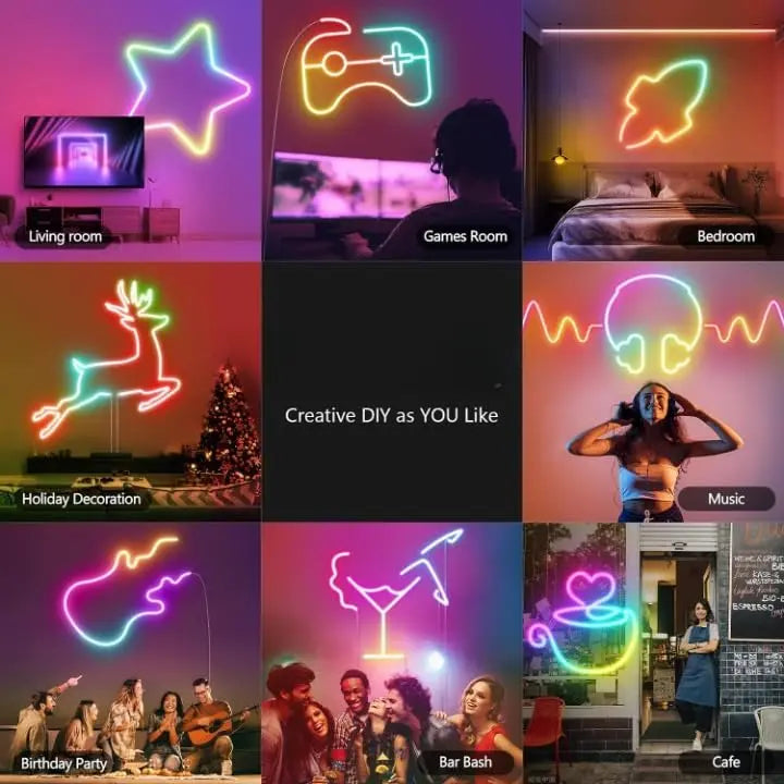 5 Meter Smart Neon Strip Lights | Neon Rope Lights | RGB LED Strip Lights | App Control Smart Neon Strip Lights | Music Sync RGB Lights | Multicolor LED Lights TrendTekk
