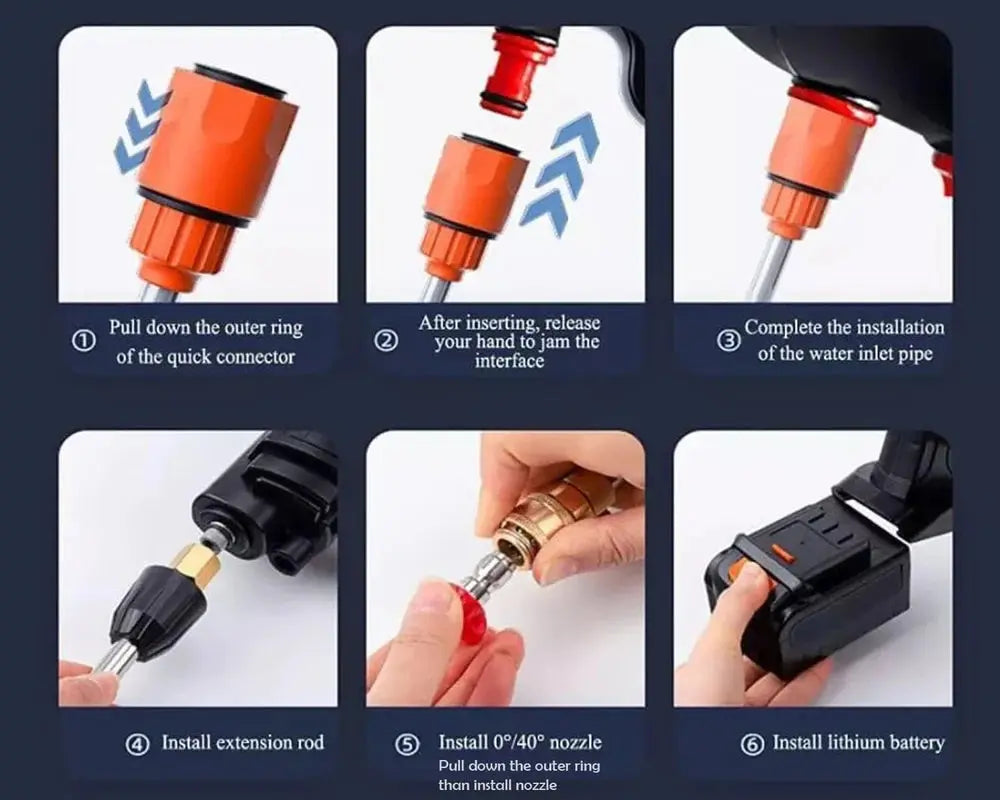 Cordless Portable Wireless Pressure Washer Gun 48V 12000mah High Pressure Water Gun for Car Wash Bike Washing Cleaning| Adjustable Nozzle and 5M Hose Pipe TrendTekk