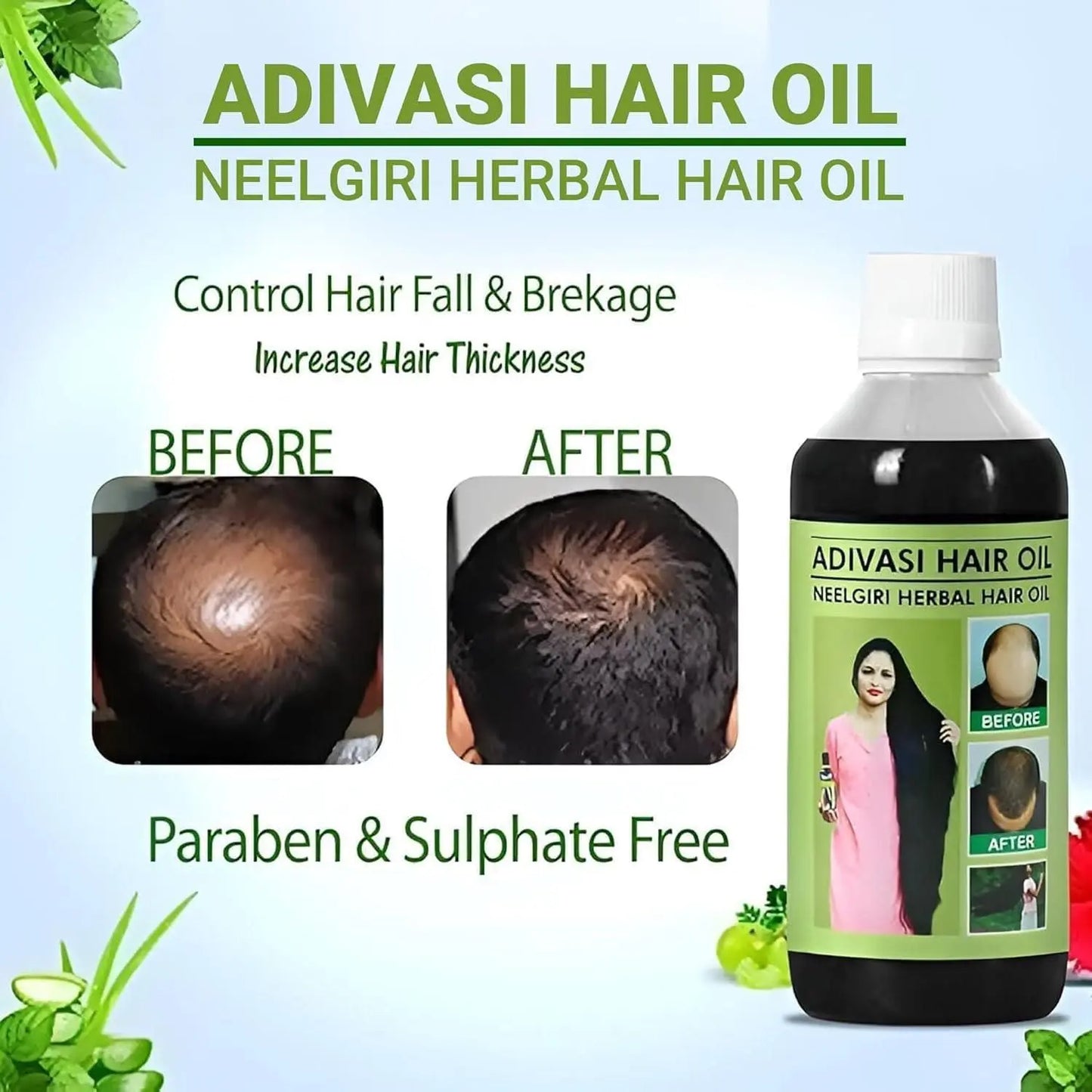 Adivasi Neelgiri Herbal Hair Oil 125ML (Pack of 2) - ekartz99