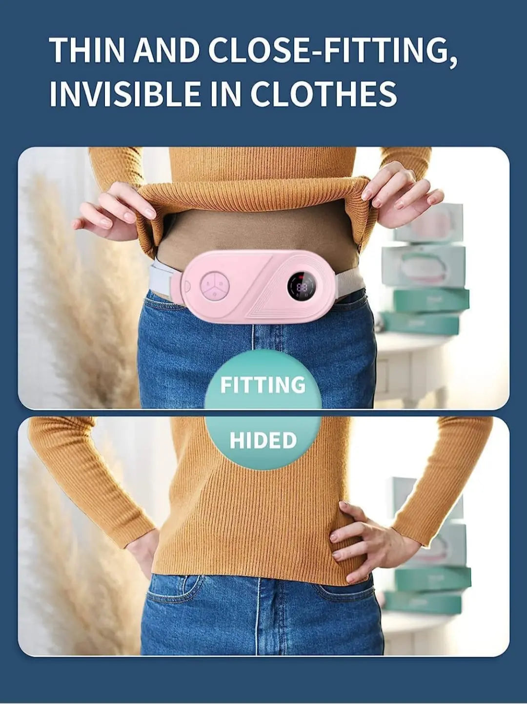 Menstrual Heating Pad Massager | Period Pain Relief Device | Portable Cordless Period Pain Relief | Backpain & Stomach Pain Relief Massager | Period Pain Relief Belt | Menstrual Heating Pad for Girls Cramps TrendTekk