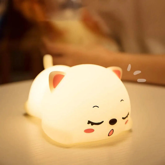 Cute Cat Animal Silicone Baby Night Light khdkgx-re