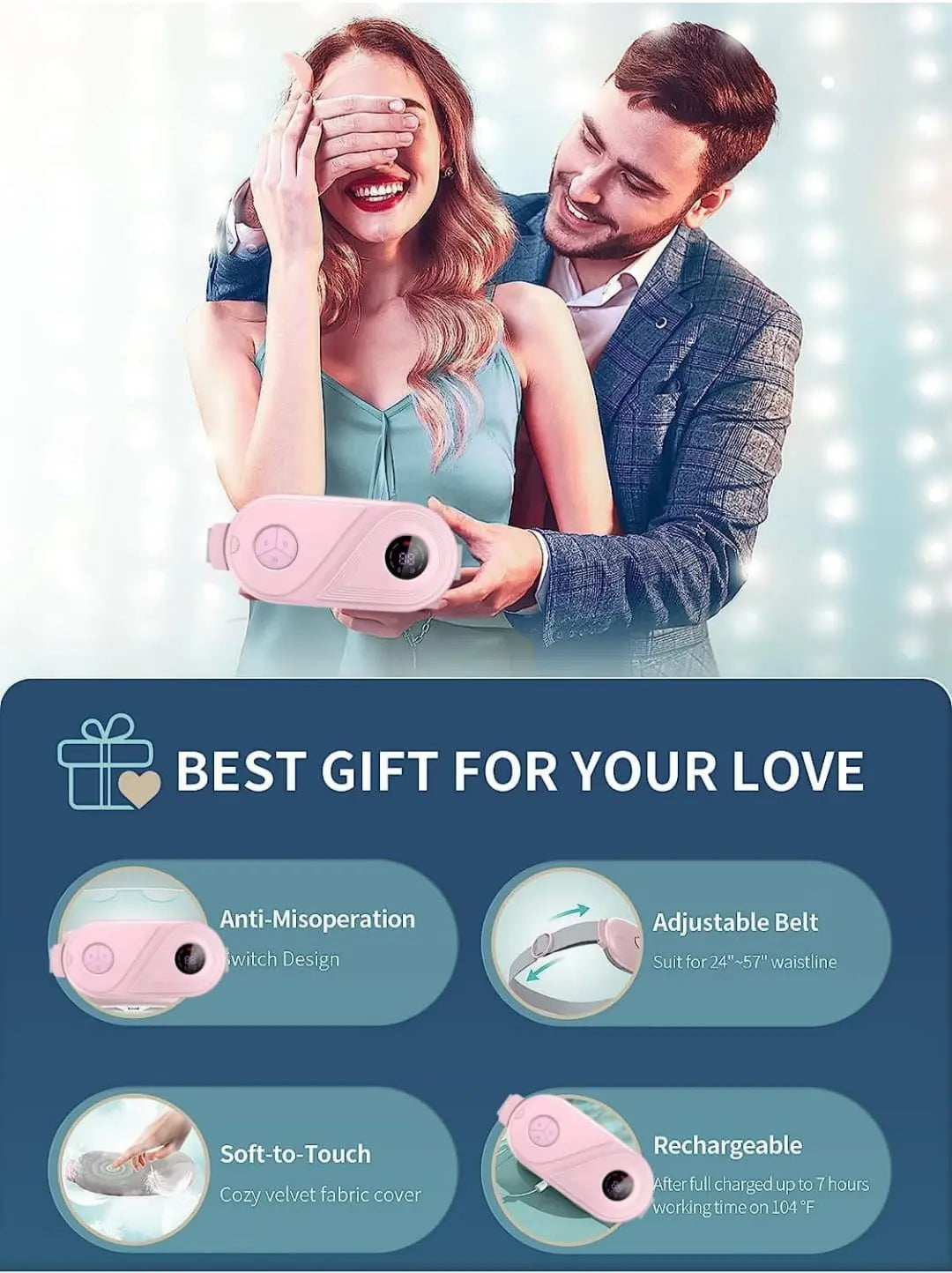 Menstrual Heating Pad Massager | Period Pain Relief Device | Portable Cordless Period Pain Relief | Backpain & Stomach Pain Relief Massager | Period Pain Relief Belt | Menstrual Heating Pad for Girls Cramps TrendTekk