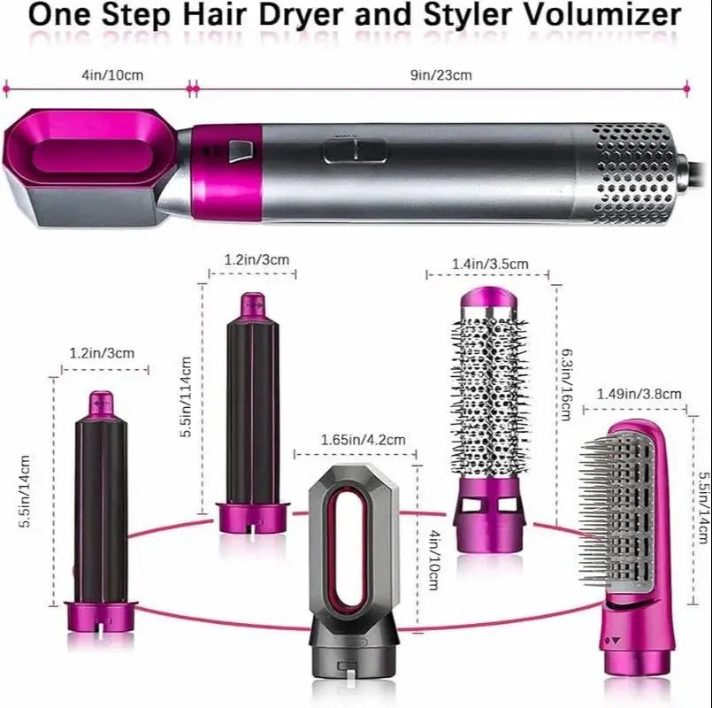 5 IN 1 Hair Styler Dryer Comb and Styling Tool for Curly Hair, Straightening, Curling, Drying, Combing TrendTekk