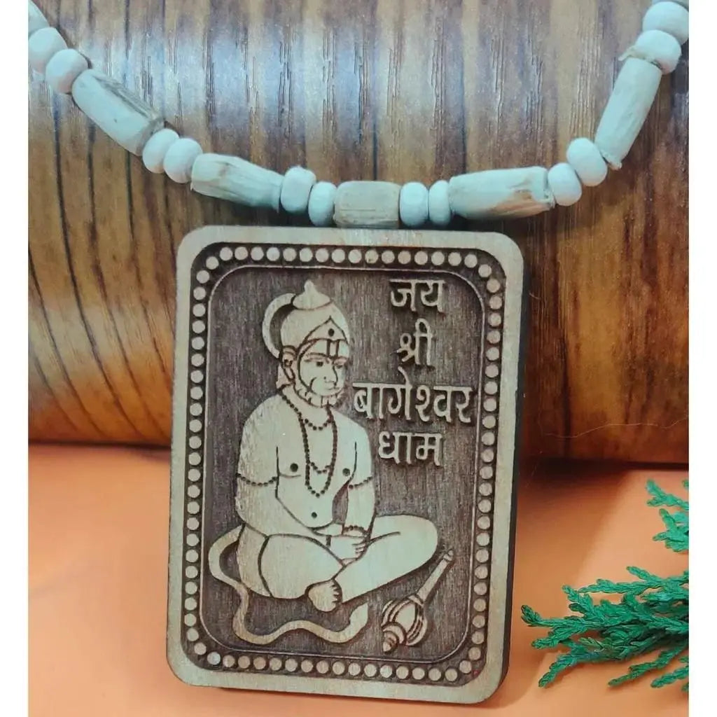 Bageshwar Dham Tulsi Mala With Wooden Hanumanji Locket khdkgx-re