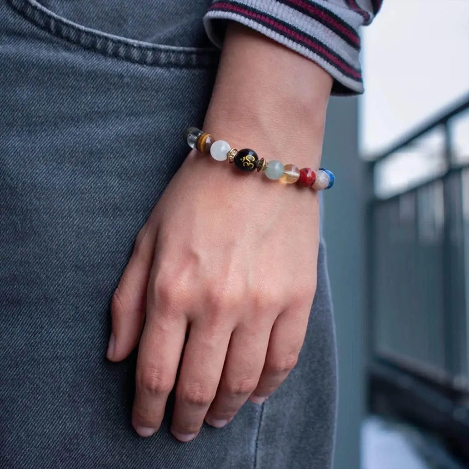 Natural Beads Om Bracelet khdkgx-re