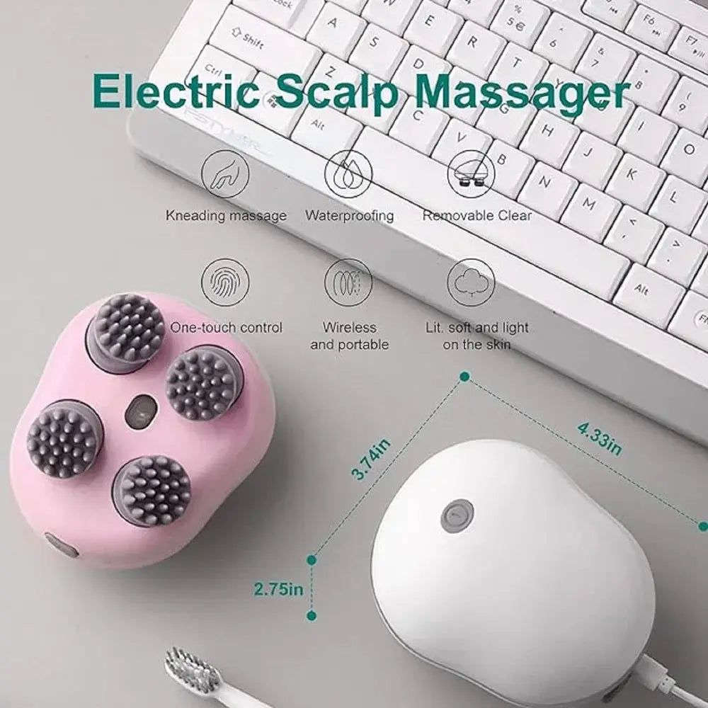 Electric Head,Scalp Massager | Advance Red Light Therapy for Boost Hair Growth, Hair Fall Control, Scalp Therapy | 3 Speed Mode Handheld,Portable,Scalp Scratcher Body Massage for Hair Growth,Deep Clean & Stress Relaxation TrendTekk