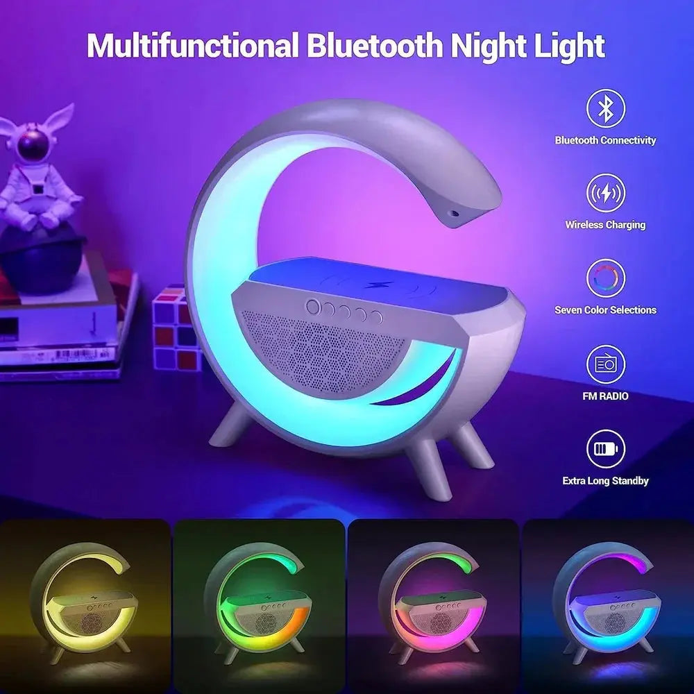 Wireless G Speaker with Wireless Charging, Desk Lamp Bedside Night Light, Smart Light, Sound Machine, and Bedroom Home Decor TrendTekk