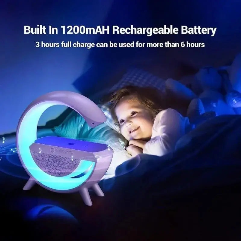 Wireless G Speaker with Wireless Charging, Desk Lamp Bedside Night Light, Smart Light, Sound Machine, and Bedroom Home Decor TrendTekk