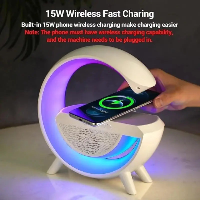 Wireless G Speaker with Wireless Charging, Desk Lamp Bedside Night Light, Smart Light, Sound Machine, and Bedroom Home Decor TrendTekk
