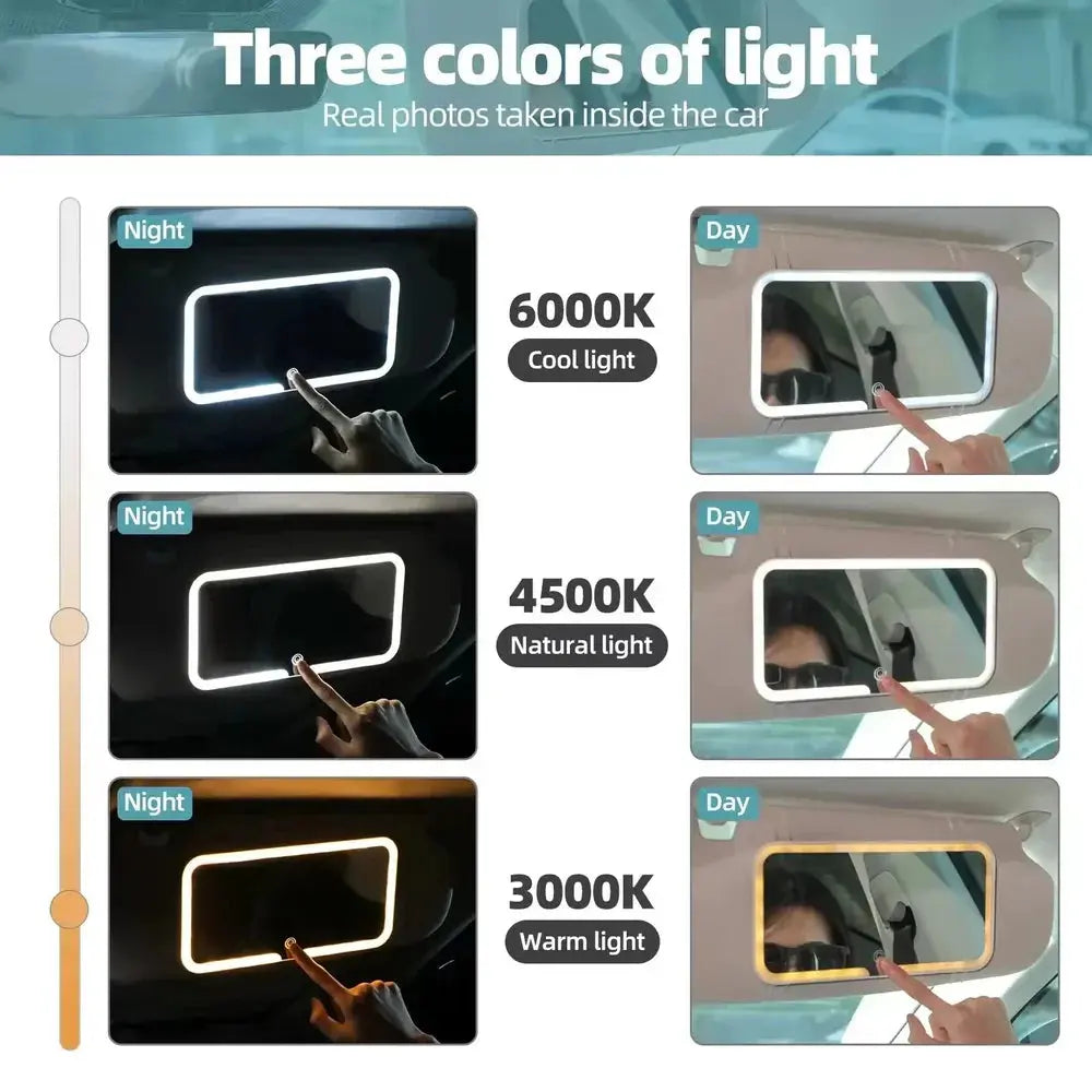 Upgrade Car Sun Visor Vanity Mirror,Big Led Car Mirror with 3 Light Modes & 80 LEDs,Rechargeable Car Makeup Mirror - Dimmable Touch Control,Car Light Up Mirror Universal for Car Truck SUV TrendTekk