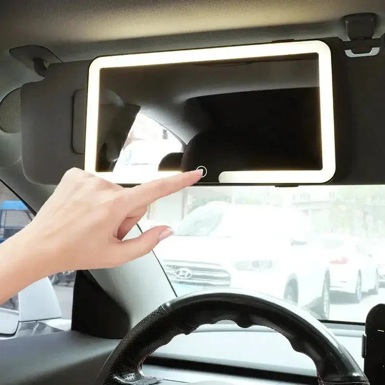 Upgrade Car Sun Visor Vanity Mirror,Big Led Car Mirror with 3 Light Modes & 80 LEDs,Rechargeable Car Makeup Mirror - Dimmable Touch Control,Car Light Up Mirror Universal for Car Truck SUV TrendTekk