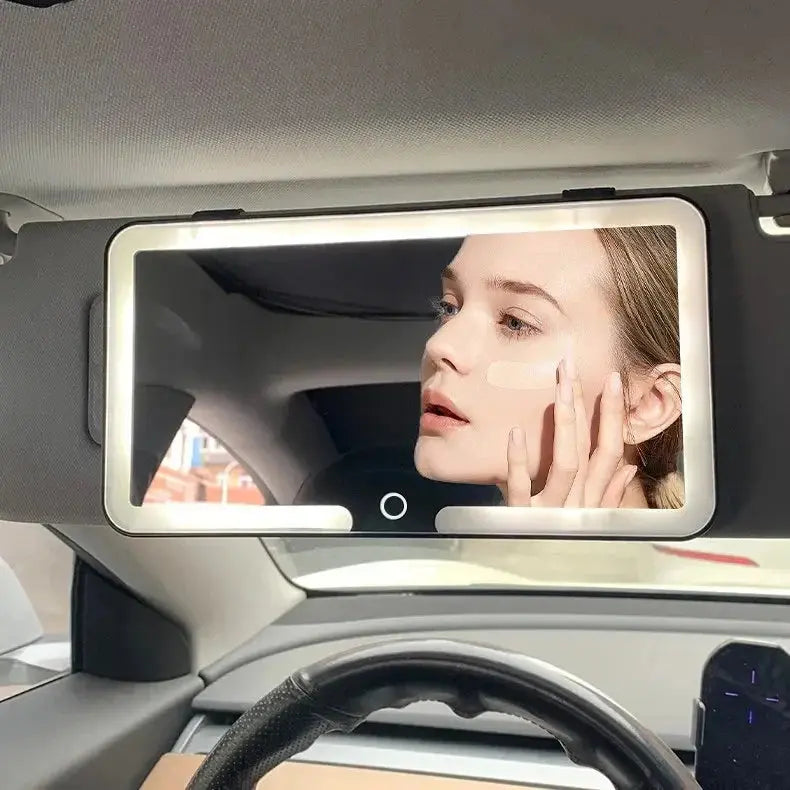 Upgrade Car Sun Visor Vanity Mirror,Big Led Car Mirror with 3 Light Modes & 80 LEDs,Rechargeable Car Makeup Mirror - Dimmable Touch Control,Car Light Up Mirror Universal for Car Truck SUV TrendTekk