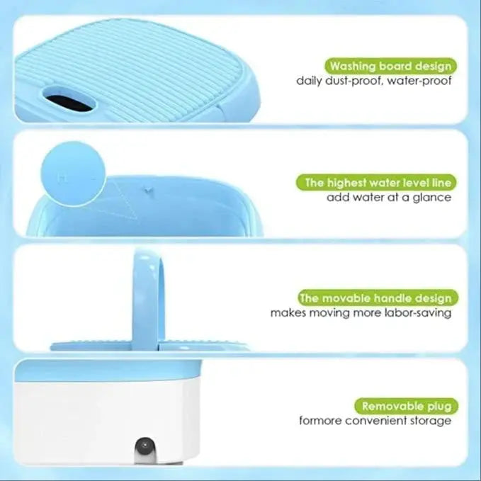2Kg Portable Foldable Mini Top Loading Washing Machine with Spinner & Dryer for Baby Clothes, Semi Automatic Bucket Washer with Modes for Home, Travel & Multipurpose (Multi) TrendTekk