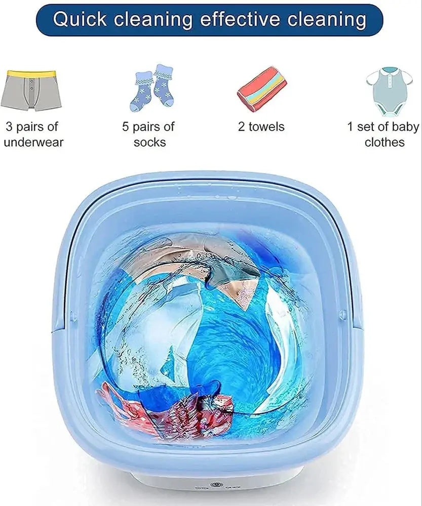 2Kg Portable Foldable Mini Top Loading Washing Machine with Spinner & Dryer for Baby Clothes, Semi Automatic Bucket Washer with Modes for Home, Travel & Multipurpose (Multi) TrendTekk
