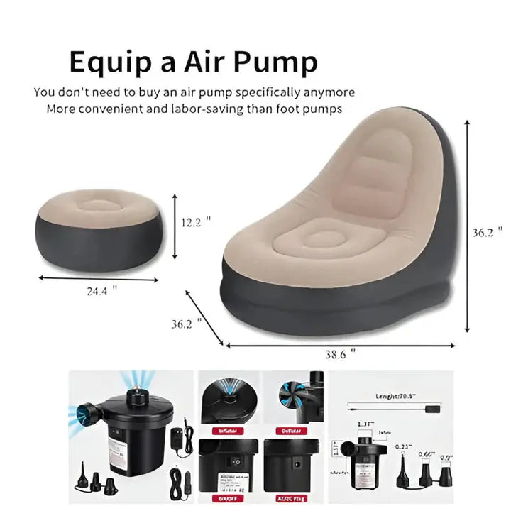 INFLATBLE AIR SOFA WITH FOOTREST + AIR PUMP ekartz99
