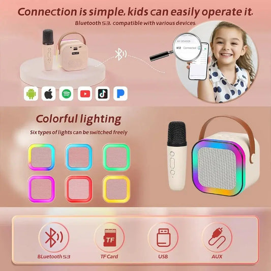 Mini Karaoke Machine for Kids Adults | Portable Bluetooth Karaoke Speaker with Mic for Kids Teens Adults, Ideal Gifts for Girls Boys Birthday Holiday Home Party TrendTekk