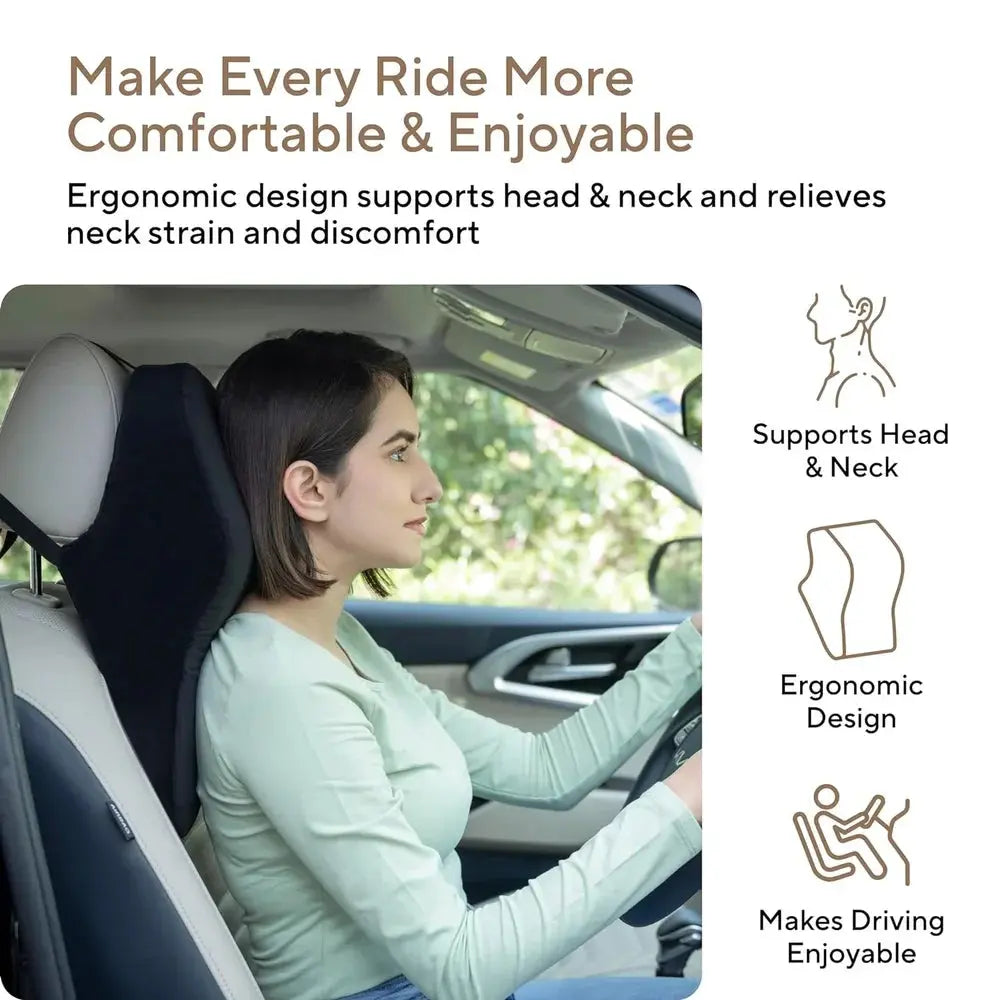 Foam Premium Car Neck Rest Pillow: Comfortable Pillows - Enhance Your Driving Experience With Our Pillow For Seats Perfect Support Long Journeys, Medium, Black TrendTekk