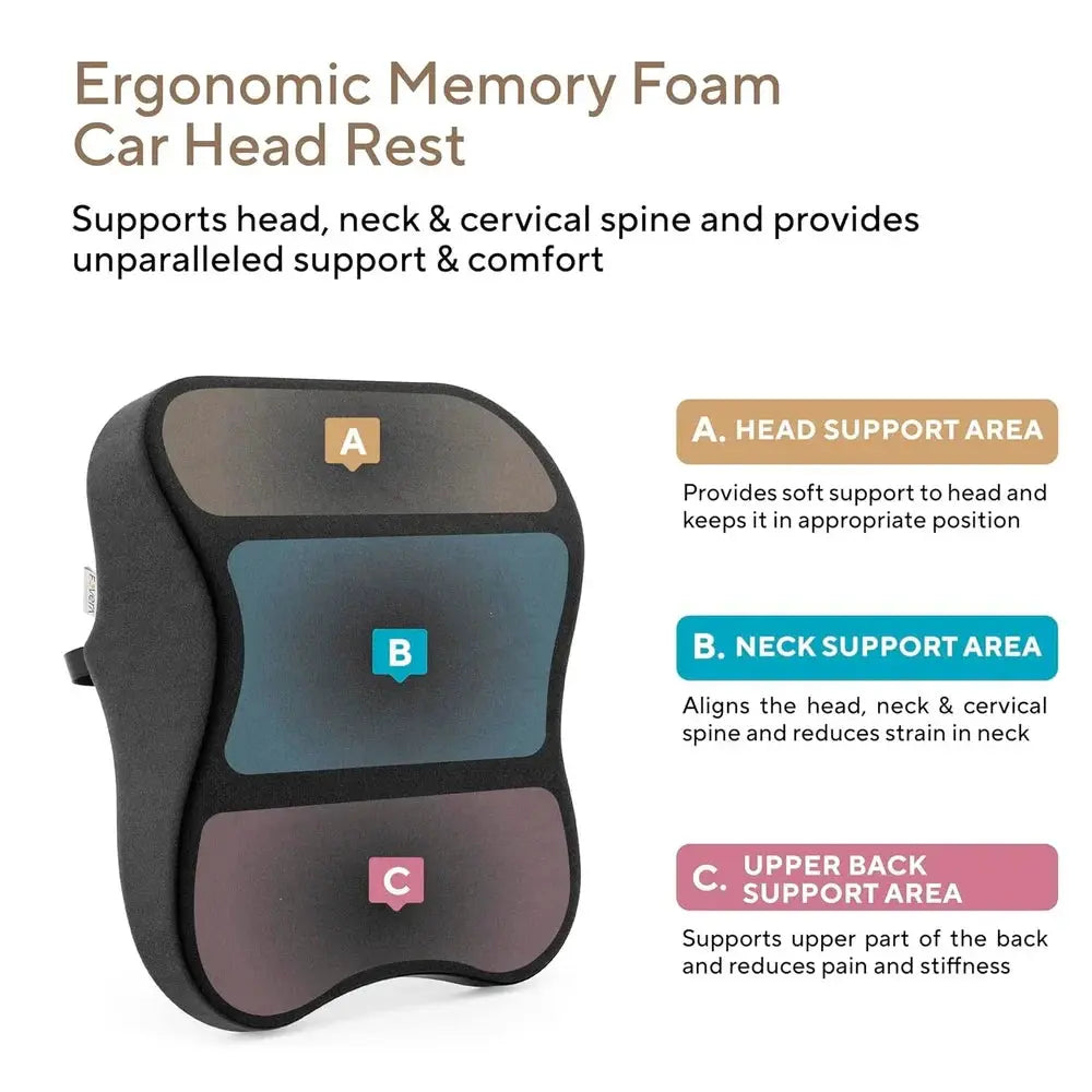 Foam Premium Car Neck Rest Pillow: Comfortable Pillows - Enhance Your Driving Experience With Our Pillow For Seats Perfect Support Long Journeys, Medium, Black TrendTekk