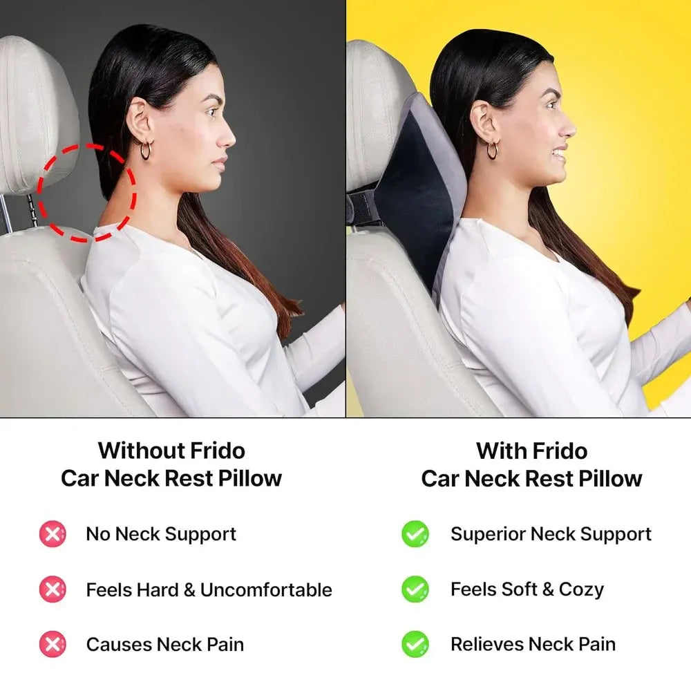 Foam Premium Car Neck Rest Pillow: Comfortable Pillows - Enhance Your Driving Experience With Our Pillow For Seats Perfect Support Long Journeys, Medium, Black TrendTekk