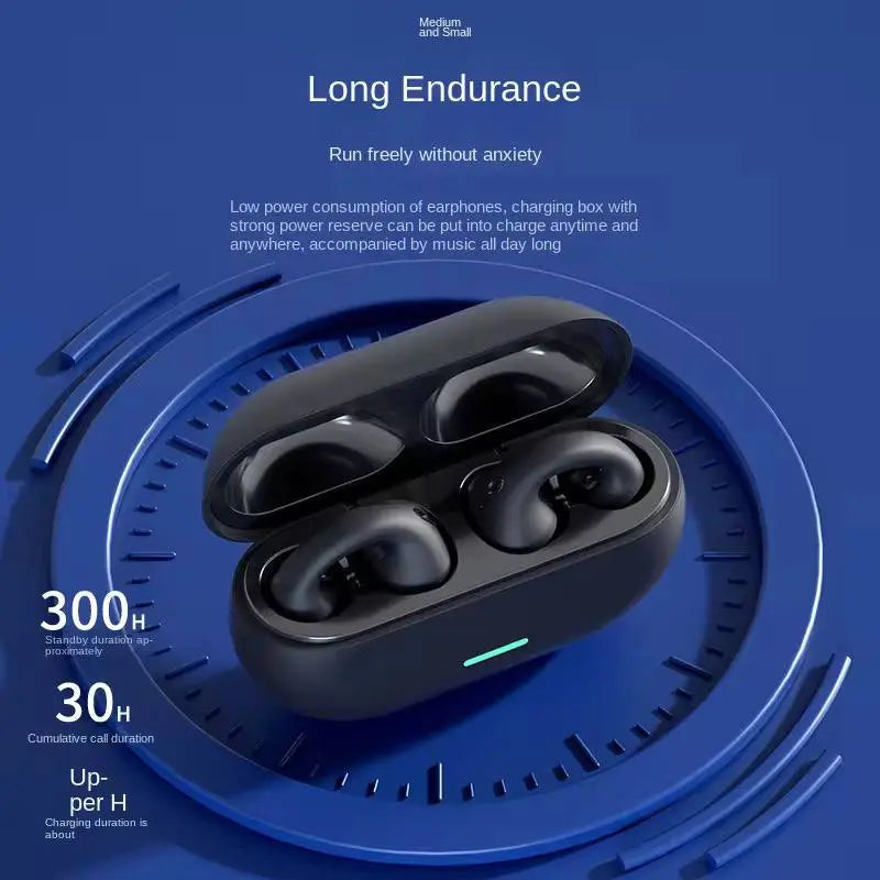 Airdopes Loop OWS Earbuds w/Clip-On Fit, Air Conduction Tech, 5.3 chip, panoramic surround stereo sound, touch control, 300HRS stand by duration, 4Mics ENx, 12mm Drivers, 40ms Latency, ASAP Charge, OWS Ear Buds Earphones (Cool Black) TrendTekk